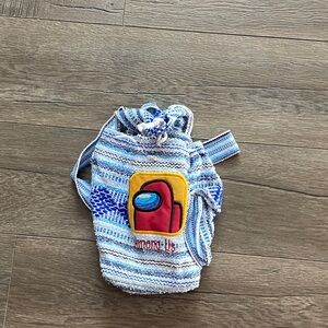 🚀Colorful Among Us Striped Drawstring Bag with Patch🚀